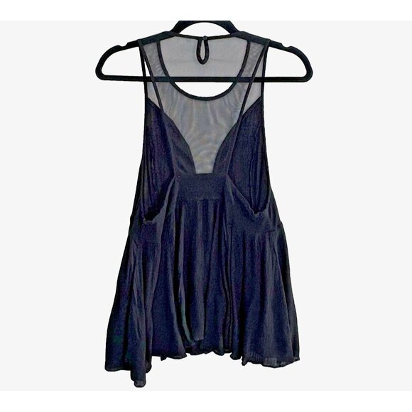 MUSTARD SEED Women Sheer Back V Neck Top Sleeveless Pullover Sz L Black 6-7 - Picture 2 of 10